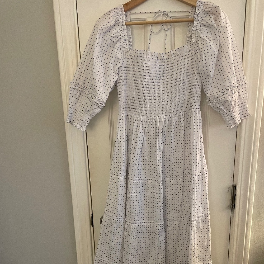Hill House Mini Paisley Diamond Midi Dress